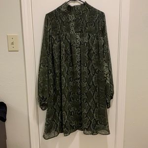 Green snakeskin print dress